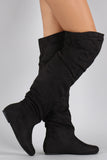 Suede Slouchy Thigh High Flat Boot