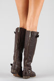 Breckelle Double Buckle Ruched Riding Knee High Boot