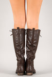 Breckelle Round Toe Lace Up Combat Knee High Boot