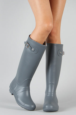 Bamboo Round Toe Knee High Rain Boot