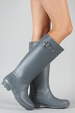 Bamboo Round Toe Knee High Rain Boot