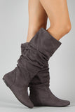 Soda Zuluu-S Suede Slouchy Knee High Flat Boot