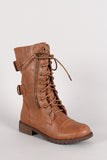 Lug-12N Zipper Round Toe Military Lace Up Boot