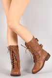 Lug-12N Zipper Round Toe Military Lace Up Boot