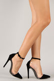 Velvet Pointy Toe Ankle Strap Pump