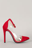 Velvet Pointy Toe Ankle Strap Pump