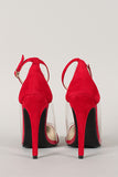 Velvet Pointy Toe Ankle Strap Pump