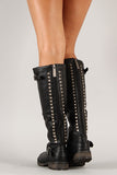 Breckelle Studded Buckle Riding Knee High Boot