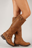 Breckelle Studded Buckle Riding Knee High Boot