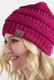 Solid Ridged Knit Beanie