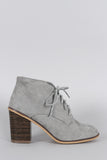 Qupid Suede Round Toe Lace Up Oxford Bootie