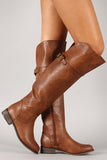 Buckle Round Toe Riding Knee High Boot