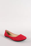 Faux Suede Round Toe Ballet Flat