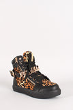 Leopard Chain Lace Up Round Toe Sneaker