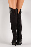 Triple Strap Collar Thigh High Boot