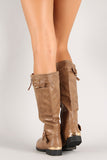 Metallic Accent Mid Calf Riding Boot