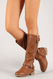 Metallic Accent Mid Calf Riding Boot