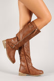 Metallic Accent Mid Calf Riding Boot