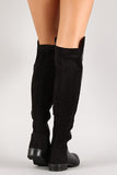 Breckelle Mixed Media Round Toe Knee High Boot