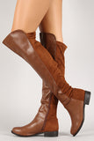 Breckelle Mixed Media Round Toe Knee High Boot