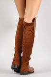 Breckelle Mixed Media Round Toe Knee High Boot