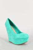 Breckelle Suede Round Toe Platform Wedge