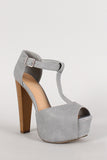 Breckelle Peep Toe T-Strap Platform Heel