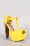 Breckelle Peep Toe T-Strap Platform Heel