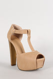 Breckelle Peep Toe T-Strap Platform Heel