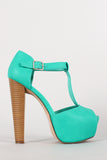 Breckelle Peep Toe T-Strap Platform Heel