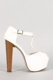 Breckelle Peep Toe T-Strap Platform Heel