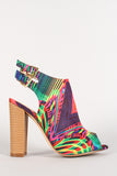 Liliana Double Buckle Abstract Peep Toe Mule Bootie