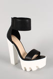 Wild Diva Lounge Two Tone Lug Sole Open Toe Heel