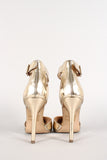 Breckelle Metallic Leatherette Ankle Strap Buckle Pointy Toe Pump