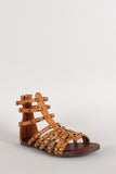 Wild Diva Lounge Studded Strappy Gladiator Flat Sandal