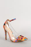 Liliana Paisley Lucite Ankle Strap Pointy Toe Pump