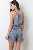 Vertical Ribbon Chambray Romper