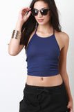 Ribbed Knit Halter Crop Top