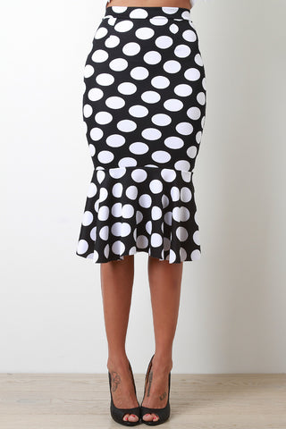 Polka Dot Mermaid Midi Skirt