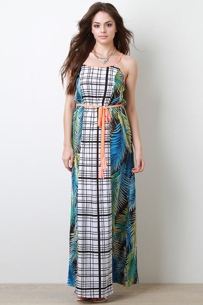 Tropical Grid Maxi Dress