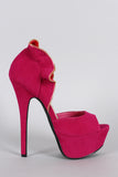 Liliana Suede Zipper Ruffle Trim Stiletto Pump