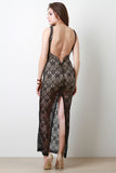 V-Back Lace Maxi Dress