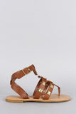 Bamboo Studded Strappy Thong Flat Sandal