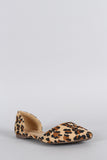 Breckelle Suede Leopard Pointy Toe Slip On Flat