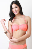 Solid Pleated Bikini Set