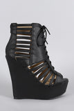 Strappy Lace Up Platform Wedge