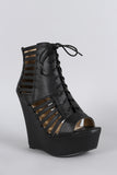 Strappy Lace Up Platform Wedge