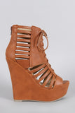 Strappy Lace Up Platform Wedge