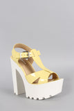 Soda Patent T-Strap Lug Sole Platform Heel