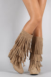 Mid Calf Suede Fringe Boot